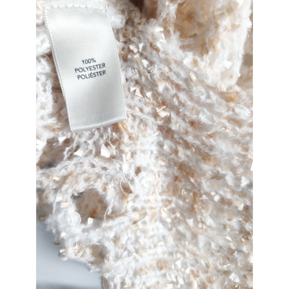 New Bke Sweater Large Crochet Eyelash Pointelle Open Knit Cream Relaxed Pullover - Picture 9 of 10